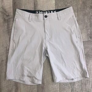 Hurley Mens Hybrid Chino Shorts Light Gray Size 32 Quick Dry Surf Casual